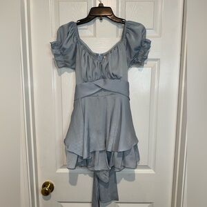 American Threads Boutique Light Blue Satin Dress. Size S